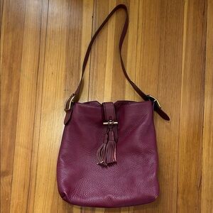 Anne Klein Burgundy Shoulder Bag with Tassel